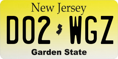 NJ license plate D02WGZ
