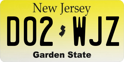 NJ license plate D02WJZ