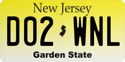 NJ license plate D02WNL