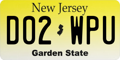 NJ license plate D02WPU