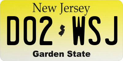 NJ license plate D02WSJ