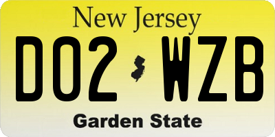 NJ license plate D02WZB