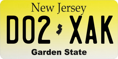 NJ license plate D02XAK