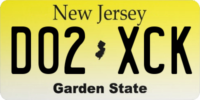 NJ license plate D02XCK