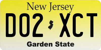 NJ license plate D02XCT