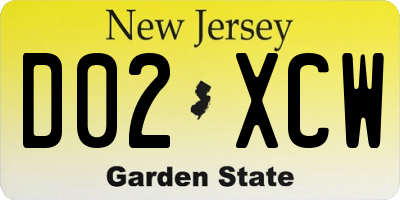 NJ license plate D02XCW