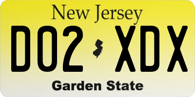 NJ license plate D02XDX