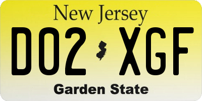 NJ license plate D02XGF