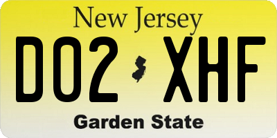 NJ license plate D02XHF