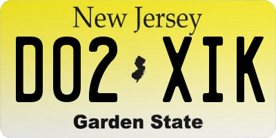 NJ license plate D02XIK