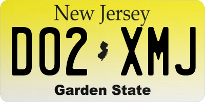 NJ license plate D02XMJ