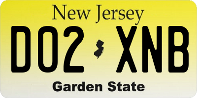 NJ license plate D02XNB