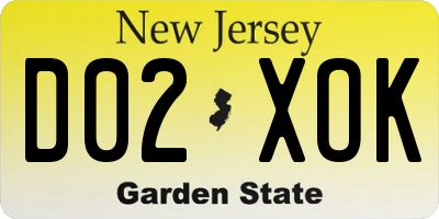 NJ license plate D02XOK