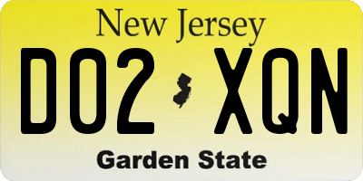 NJ license plate D02XQN