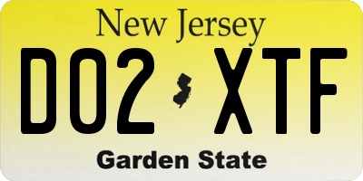 NJ license plate D02XTF
