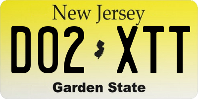 NJ license plate D02XTT