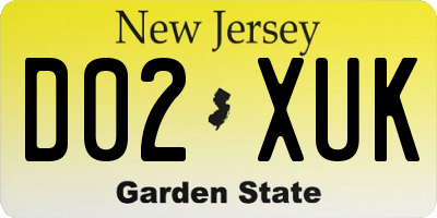 NJ license plate D02XUK