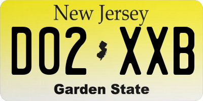 NJ license plate D02XXB