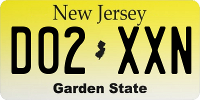 NJ license plate D02XXN