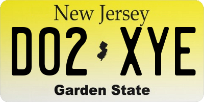 NJ license plate D02XYE