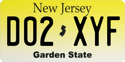 NJ license plate D02XYF
