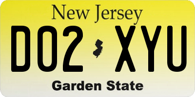 NJ license plate D02XYU