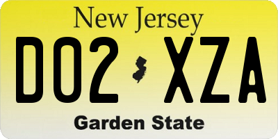 NJ license plate D02XZA