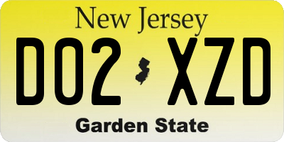 NJ license plate D02XZD