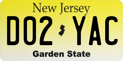 NJ license plate D02YAC
