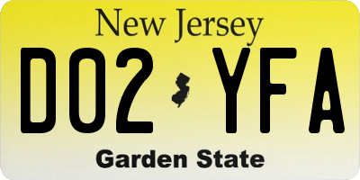 NJ license plate D02YFA