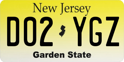 NJ license plate D02YGZ