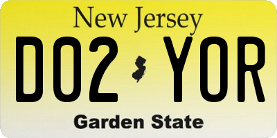 NJ license plate D02YOR