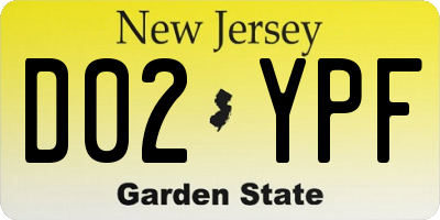 NJ license plate D02YPF