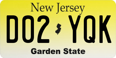 NJ license plate D02YQK