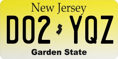 NJ license plate D02YQZ