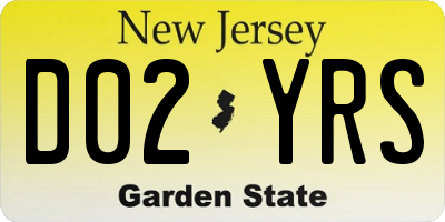 NJ license plate D02YRS