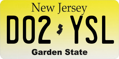 NJ license plate D02YSL