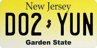 NJ license plate D02YUN