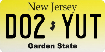 NJ license plate D02YUT
