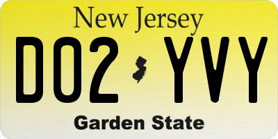 NJ license plate D02YVY