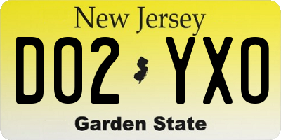 NJ license plate D02YXO
