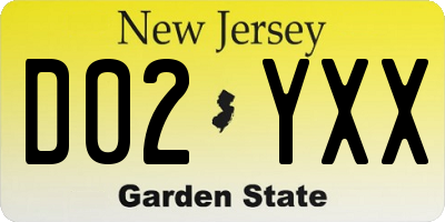 NJ license plate D02YXX