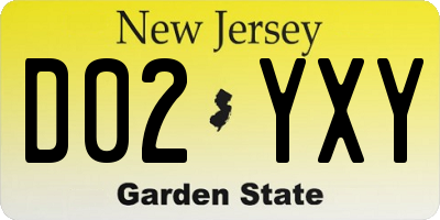 NJ license plate D02YXY