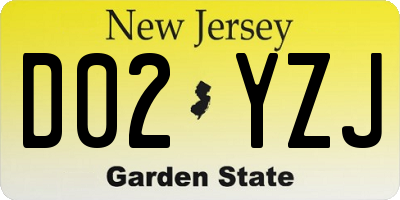 NJ license plate D02YZJ