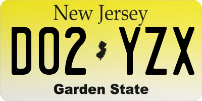 NJ license plate D02YZX