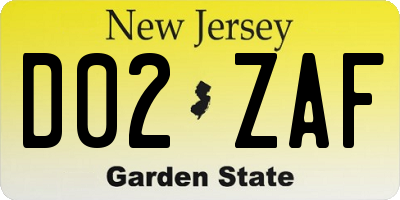 NJ license plate D02ZAF