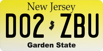 NJ license plate D02ZBU