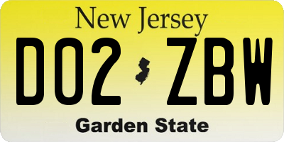 NJ license plate D02ZBW