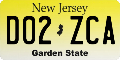 NJ license plate D02ZCA