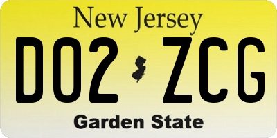 NJ license plate D02ZCG